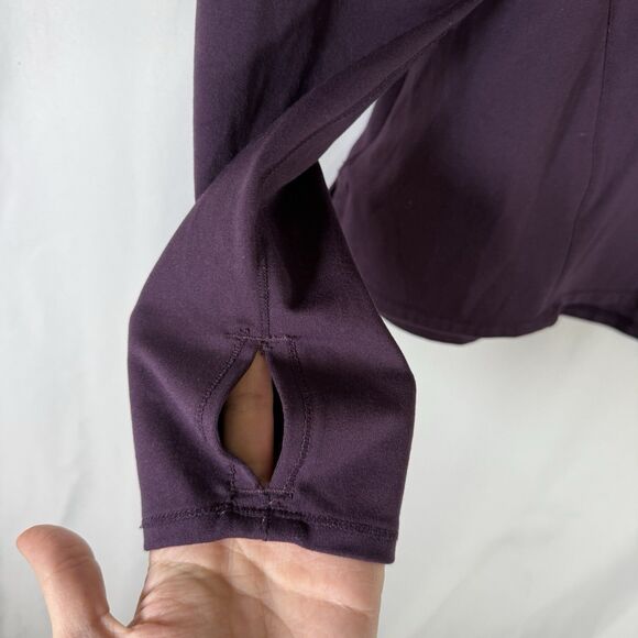 Yogalicious Lux Sweatshirt Women's Large Purple Hooded Cowl Neck Thumb Holes - Picture 7 of 10